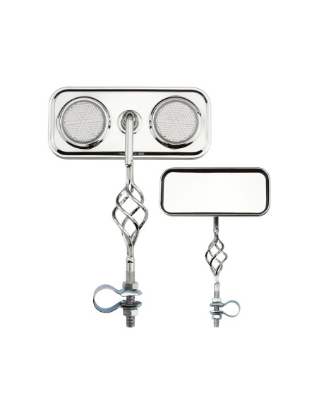Rectangle Cage Mirror Chrome Clear Reflectors.